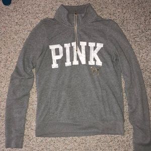 Gray PINK quarter zip